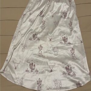 DAVI & DANI Satin Maxi Skirt with Western Print